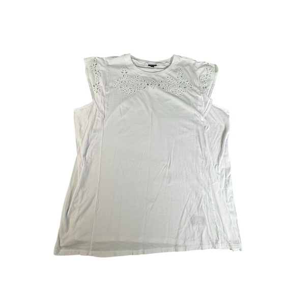Torrid 3X Eyelet Ruffle Tank Top White Cotton Jersey Sleeveless 22-24 NWT - Picture 1 of 10